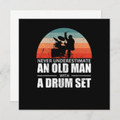 Drummer onderschat nooit een oud Man met drums Kaart (Voorkant / Achterkant)