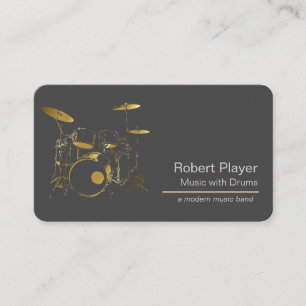 Drummer Percussionist met Drum Set Music Event Visitekaartje