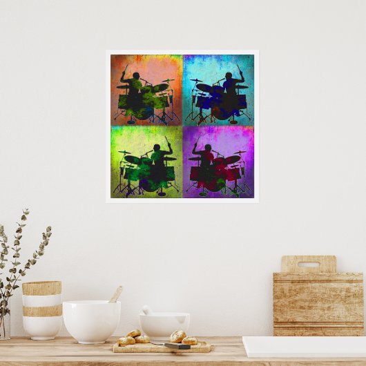 Drummer Pop art, Copyright Karen J Williams Poster (Keuken)
