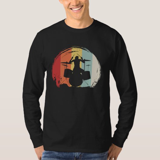 Drummer Retro 60s 70s Style Drum Set T-shirt (Voorkant)