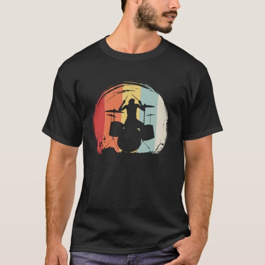 Drummer Retro 60s 70s Style Drum Set T-shirt (Voorkant)
