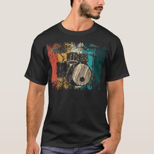 Drummer Retro Drum Set Drumset T-shirt (Voorkant)