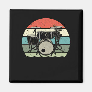 Drummer Retro Drumset Rock Band Drum Musician Magneet