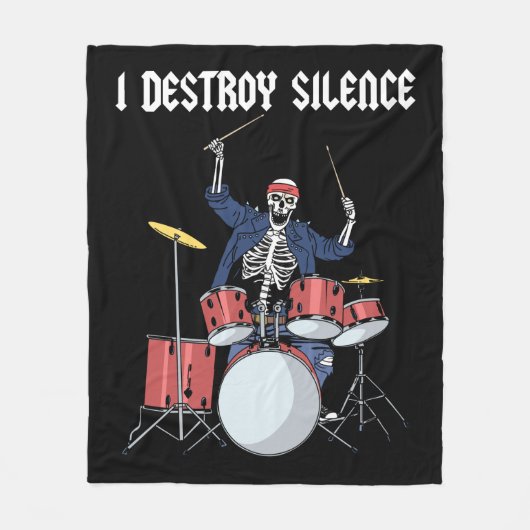 Drummer Rock Music Band Drums I Destroy Silence Fleece Deken (Voorkant)