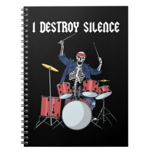 Drummer Rock Music Band Drums I Destroy Silence Notitieboek