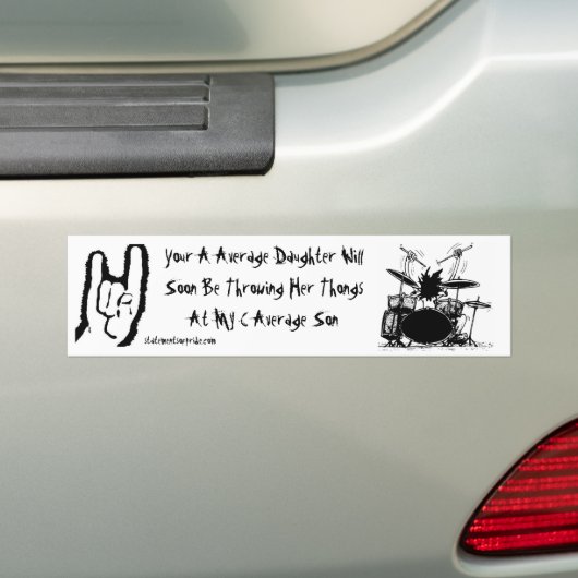 Drummer, rots op wit, je gemiddelde dochter... bumpersticker (Op auto)
