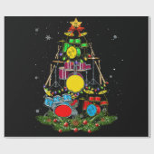 Drummer Santa kerstcadeau drummer Cadeaupapier (Vlak)