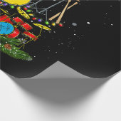 Drummer Santa kerstcadeau drummer Cadeaupapier (Hoek)