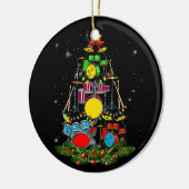 Drummer Santa kerstcadeau drummer Keramisch Ornament (Links)