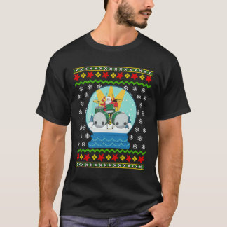 Drummer Santa Snow Wereldbol Lelijke Kerstdrums Pe T-shirt