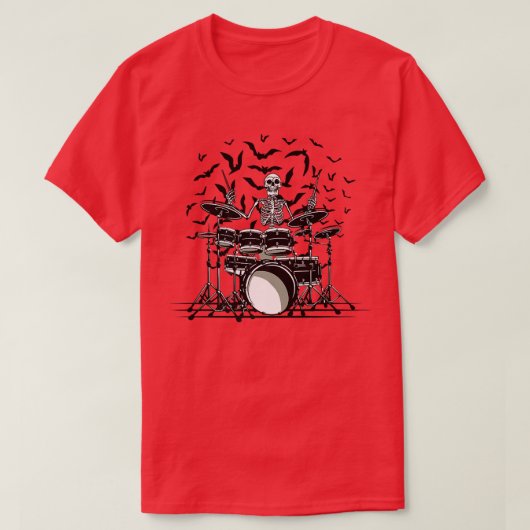 Drummer Skeleton Drumming Drum Player T-shirt (Design voorkant)