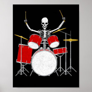 Drummer Skeletton Drummer Musician Drumsticks Poster