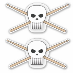 Drummer Skull en Crossed Drum Sticks Musicus Sticker
