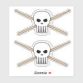 Drummer Skull en Crossed Drum Sticks Muzikant Sticker (Vel)