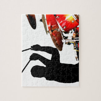 Drummer steekt in echte luchtschaduwdrums legpuzzel