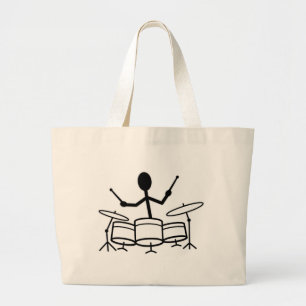 Drummer Stick Figuur Grote Tote Bag