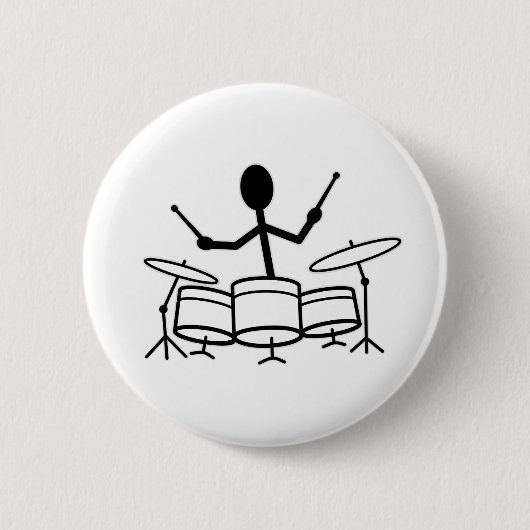 Drummer Stick Figuur Ronde Button 5,7 Cm (Voorkant)