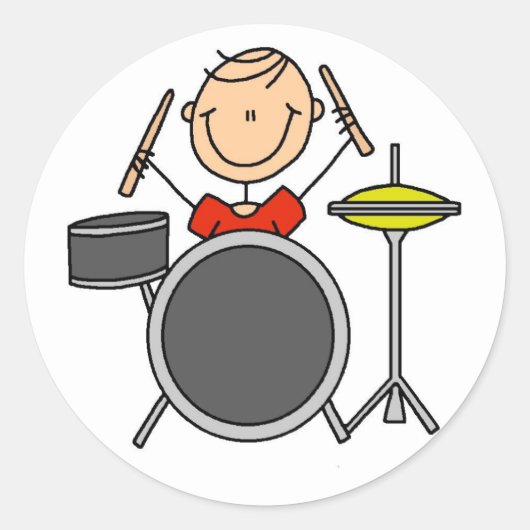 Drummer Stick Figuur Stickers Sticker (Voorkant)