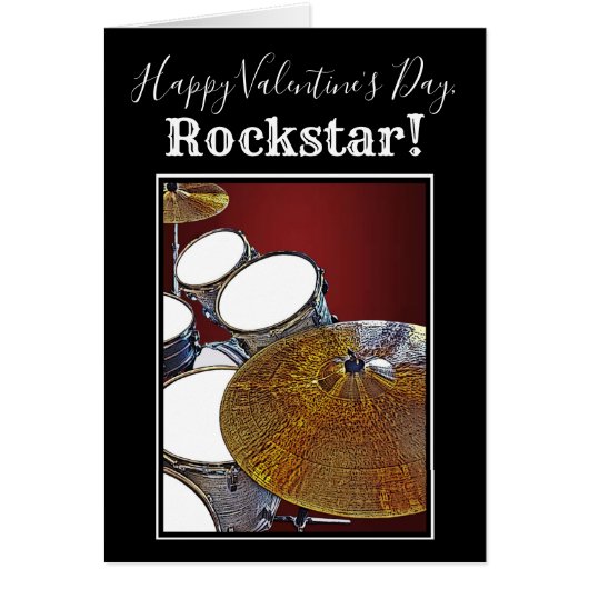 Drummer Valentijn Kaart Drum Kit Rockstar Snare (Voorkant)