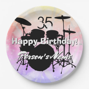 Drummer Verjaardag Theme Paper Borden HAMbWG Papieren Bordje