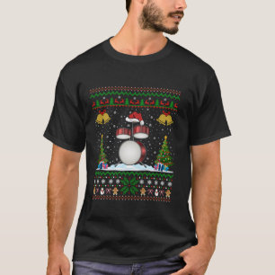 Drummer Xmas Ugly Sweater Musical Drum Christmas P T-shirt