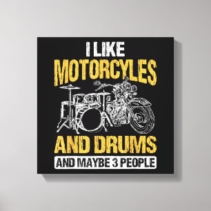 Drummers drummen ik hou van motorfietsen en drums canvas afdruk