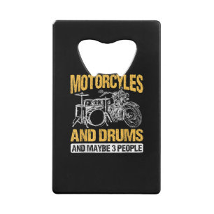 Drummers drummen ik hou van motorfietsen en drums kredietkaart flessenopener