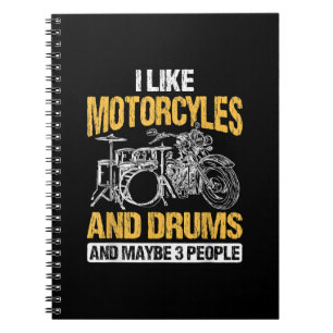 Drummers drummen ik hou van motorfietsen en drums notitieboek