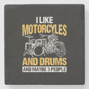 Drummers drummen ik hou van motorfietsen en drums stenen onderzetter