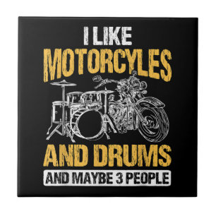 Drummers drummen ik hou van motorfietsen en drums tegeltje