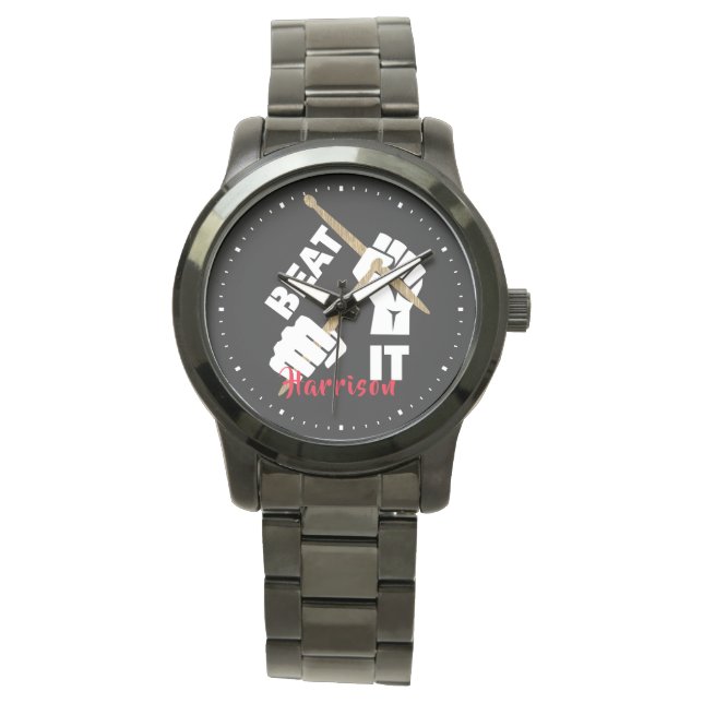 Drummers Funny Beat It Music Personalized Horloge (Voorkant)