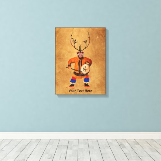 Drumming Shaman Canvas Afdruk (Insitu (Houten vloer))