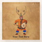 Drumming Shaman Glazen Onderzetter (Voorkant)