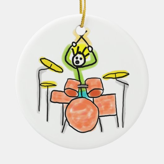 Drumming Stickman Keramisch Ornament (Voorkant)