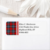 Drummond Clan Bright Red en Sky Blue Tartan Etiket (Insitu)