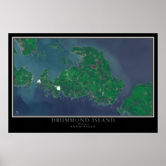 Drummond Island Michigan van Space Satellite Map Poster (Voorkant)