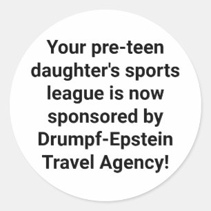 Drumpf-Epstein reisbureau Hankamer Artjunkhaus Ronde Sticker