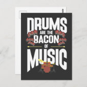 Drums Bacon Music Instrument Drummer Percussion Briefkaart (Voorkant / Achterkant)