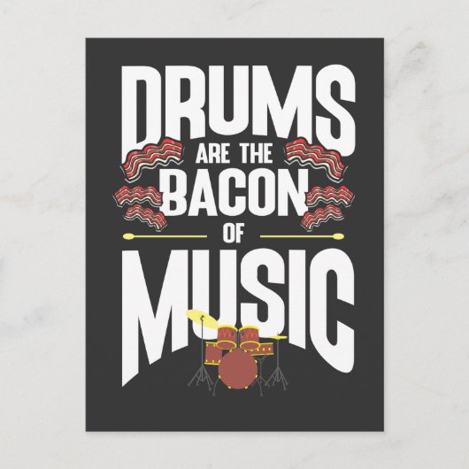 Drums Bacon Music Instrument Drummer Percussion Briefkaart (Voorkant)