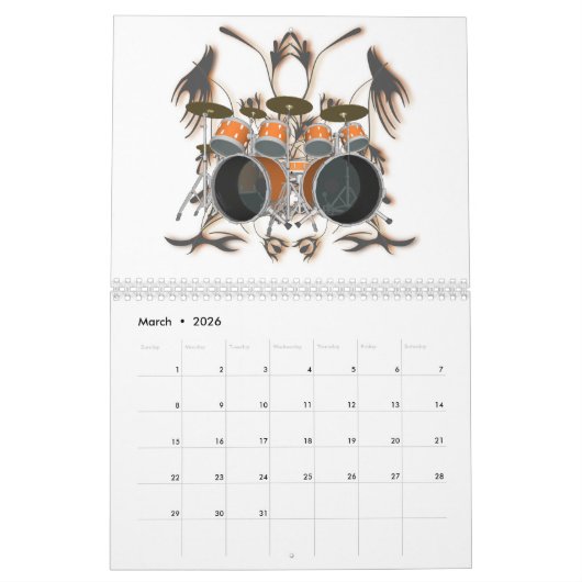 Drums Calendar Kalender (Mar 2026)