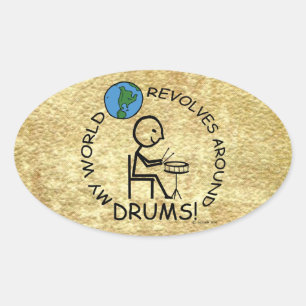Drums - de wereld revolt rond ovaal teken ovale sticker