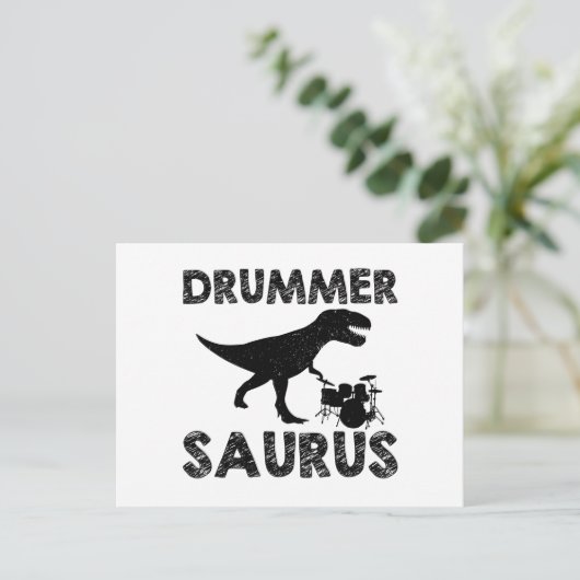 Drums Dinosaurs | Drummer Musician Gifts Briefkaart (Staand voorkant)
