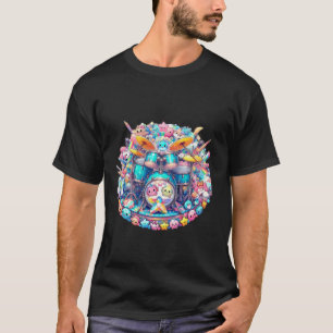Drums Drummer Band Drumset Drum Set Lange Mouw T T-shirt