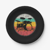 Drums Drummer Band Drumset Retro Papieren Bordje (Voorkant)