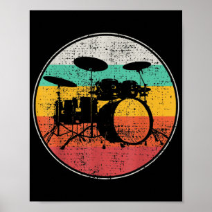 Drums Drummer Band Drumset Retro  Poster
