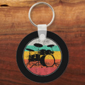 Drums Drummer Band Drumset Retro  Sleutelhanger (Voorkant)