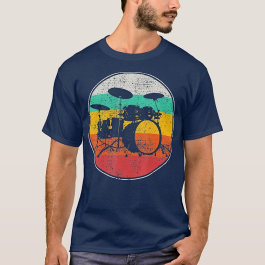 Drums Drummer Band Drumset Retro  T-shirt (Voorkant)