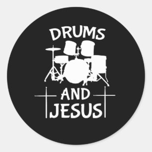 Drums en Jesus Christelijk Drummer Shirt Ronde Sticker