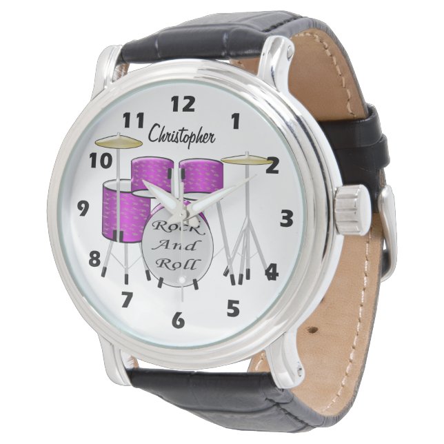 Drums Gewoon naam toevoegen Horloge (Gekanteld)