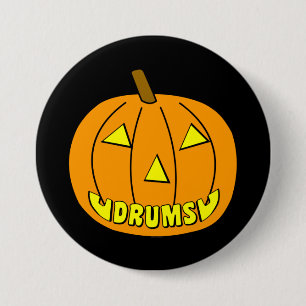 Drums Halloween Pumpkin Ronde Button 7,6 Cm